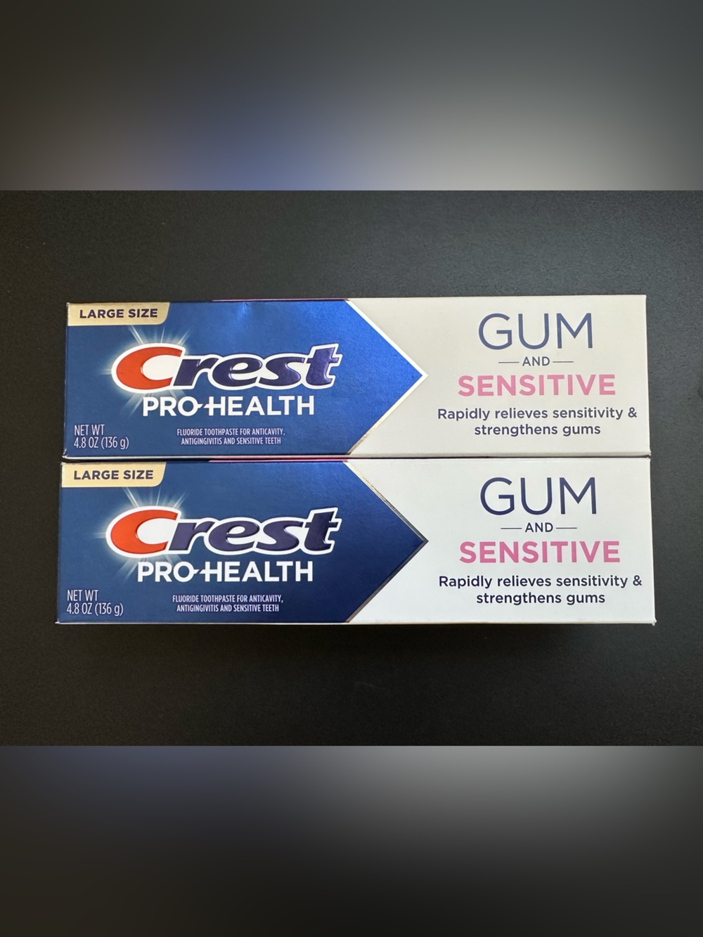 NWT 2 Large Crest Pro-Health Gum and Sensitive Toothpaste - Exp 02/29